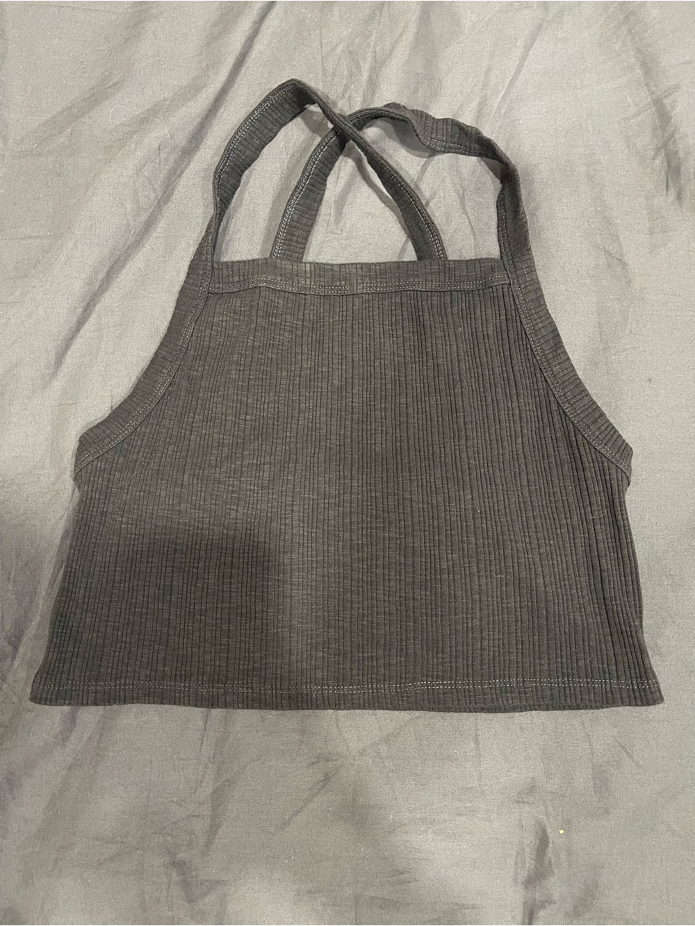American Eagle Charcoal Ribbed Crop